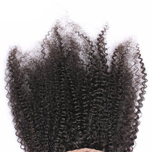Load image into Gallery viewer, Mongolian Afro Kinky Curly Virgin Hair 4x4 Hair Closure, Three Part With Baby Hair &amp; Bleached Knots