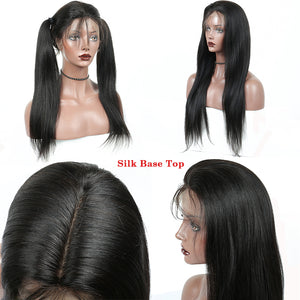 Brazilian Light Yaki Straight Lace Wig Silk Base With Baby Hair