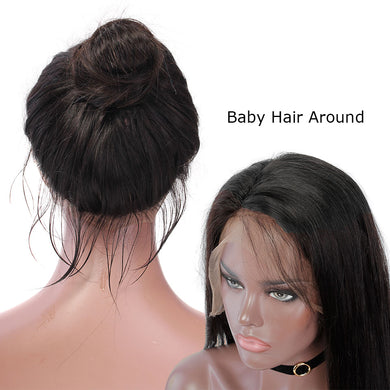 Full Lace Human Hair Wigs With Baby Hair 180% Density Brazilian Hair Straight Wig