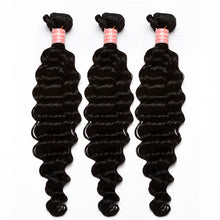 Load image into Gallery viewer, Malaysian Hair Three Deep Wave Bundles 4x4 Lace Closure With Baby Hair