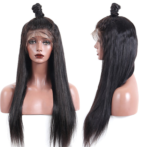 180% Density Brazilian Virgin Hair Bleached Knots Straight Wig