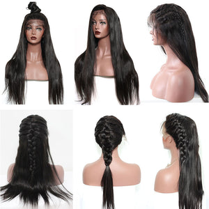 180% Density Brazilian Virgin Hair Bleached Knots Straight Wig
