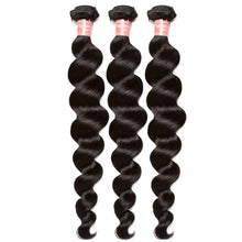 Load image into Gallery viewer, Brazilian Virgin Loose Wave 3 Bundles With Closure