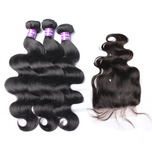 Brazilian Virgin Hair With Closure 4Pcs/Lot Body wave With Lace Closure 5x5