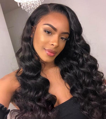 Loose Deep Wave Full Lace Human Hair Wig with Bleached Knots