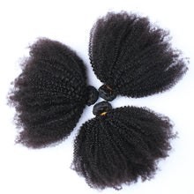 Load image into Gallery viewer, Afro Kinky Curly Brazilian Hair 3 Bundles With Frontal Closure 13X4 Lace Frontal