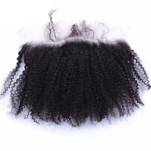 Afro Kinky Curly Brazilian Hair 3 Bundles With Frontal Closure 13X4 Lace Frontal
