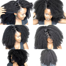Load image into Gallery viewer, Afro Kinky Curly Brazilian Hair 3 Bundles With Frontal Closure 13X4 Lace Frontal